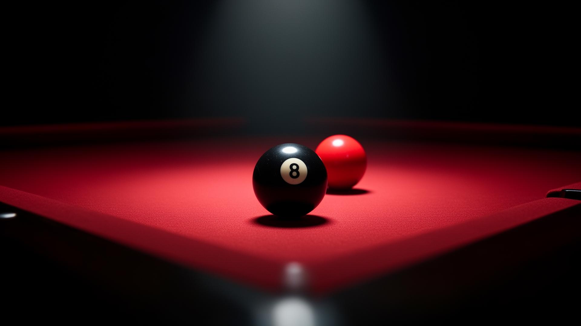 Premium billiards table with 8-ball under spotlight